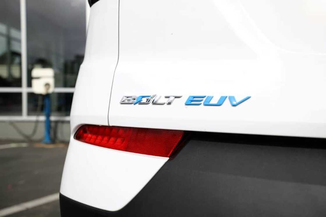 A Chevrolet Bolt EUV is seen on a sales lot in Colma, California in October 2021 A Chevrolet Bolt EUV is seen on a sales lot in Colma, California in October 2021