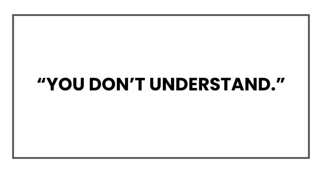 You don’t understand You don’t understand
