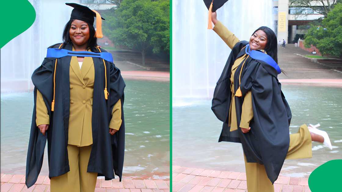 South Africans were proud of a woman who broke a generational curse by being the first graduate of hr family. South Africans were proud of a woman who broke a generational curse by being the first graduate of hr family.