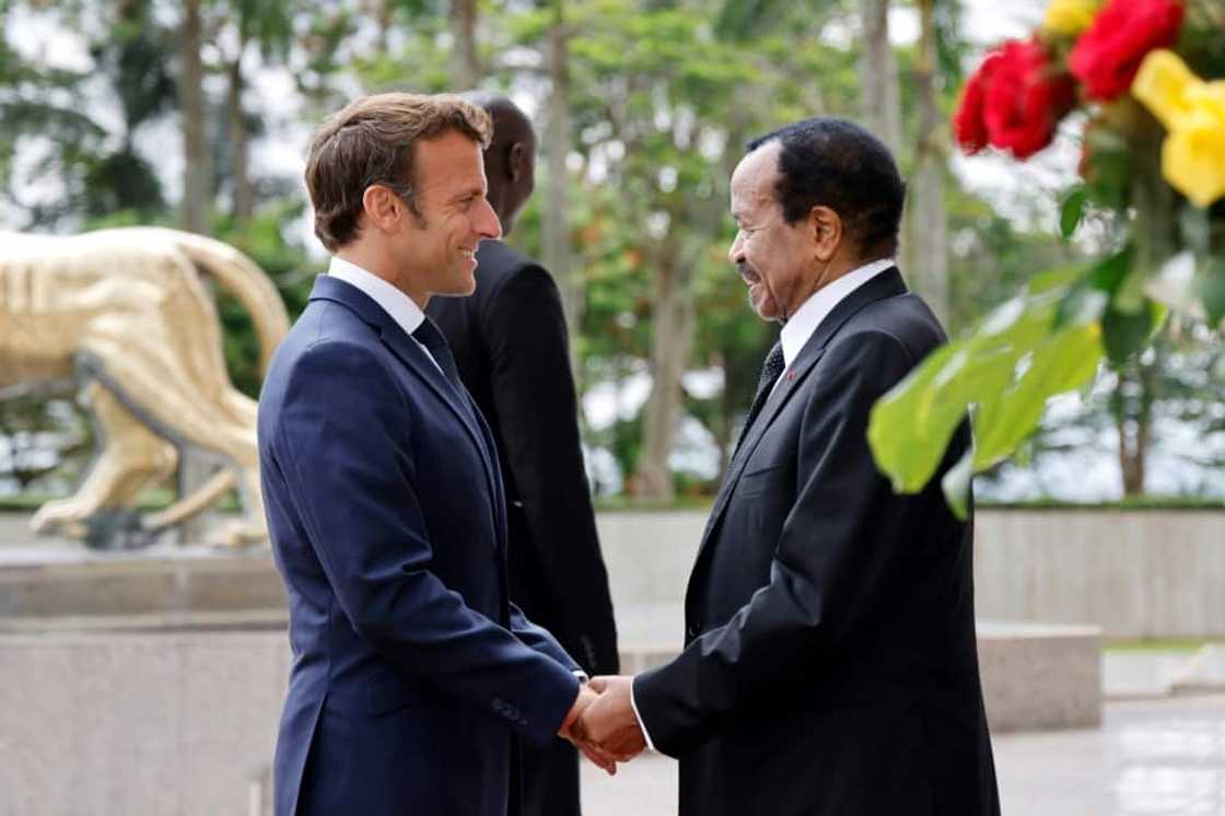 France's President Macron met Cameroon's President Biya at the start of his three-day tour