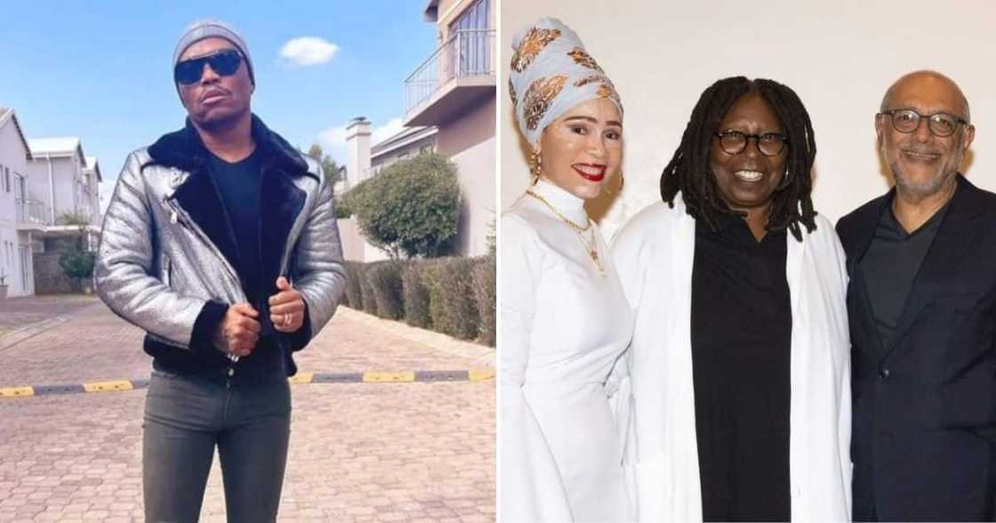 Somizi Mhlongo, Whoopi Goldberg, and Anant Singh