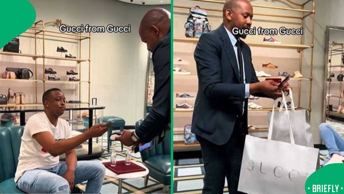 A screenshot showing the man’s luxury purchases, including the R10,900 Gucci hat