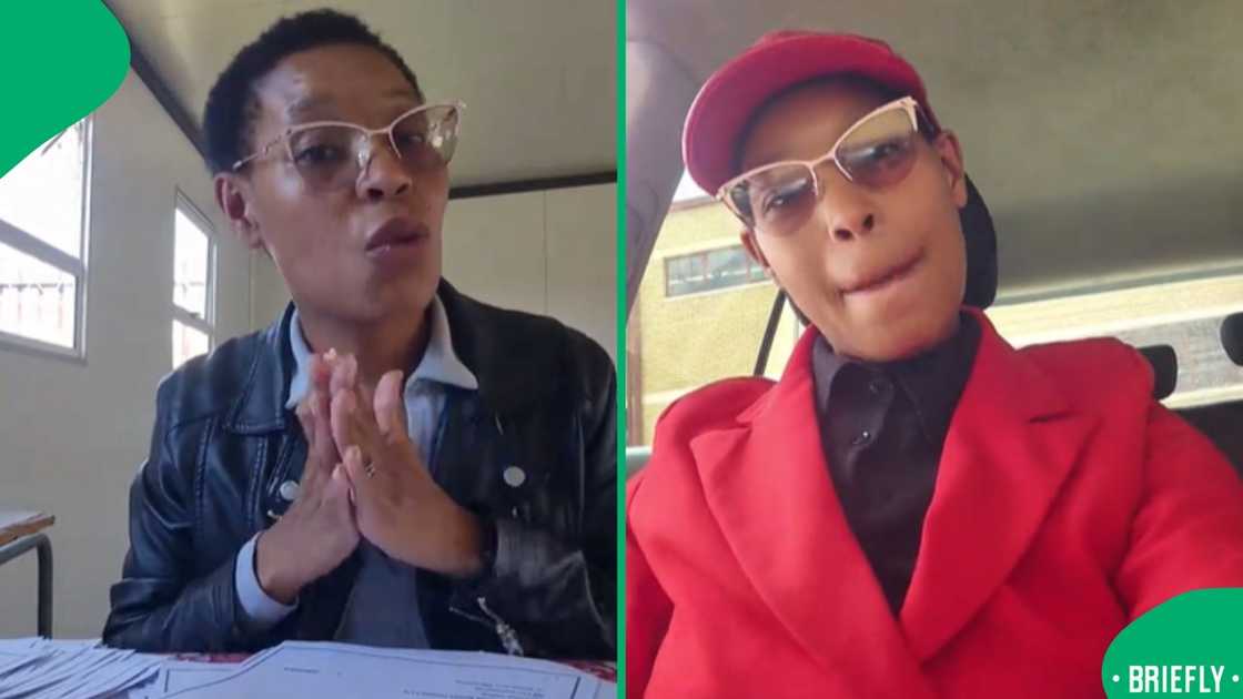 The visual on the right captured the teacher sitting in her car