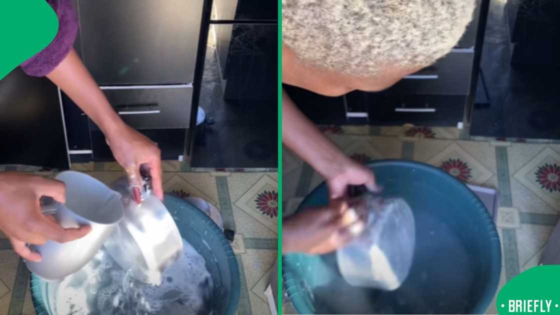 The restoration of a content creator's Hart pots to a sparkling shine was demonstrated, using warm water, steel wool, and Sunlight green bar The restoration of a content creator's Hart pots to a sparkling shine was demonstrated, using warm water, steel wool, and Sunlight green bar