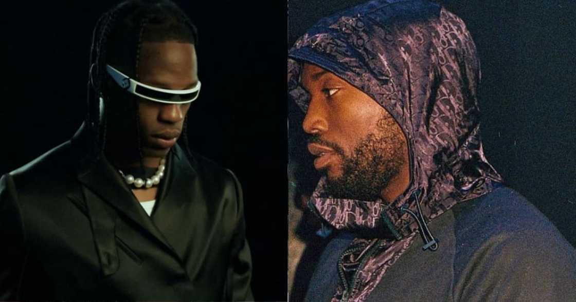 Rap music stars Travis Scott and Meek Mill caught in aggressive confrontation. Rap music stars Travis Scott and Meek Mill caught in aggressive confrontation.