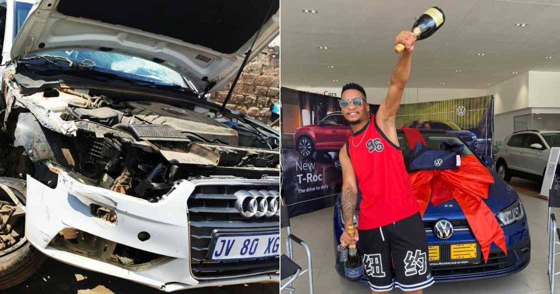 Man car accident with new car Man car accident with new car