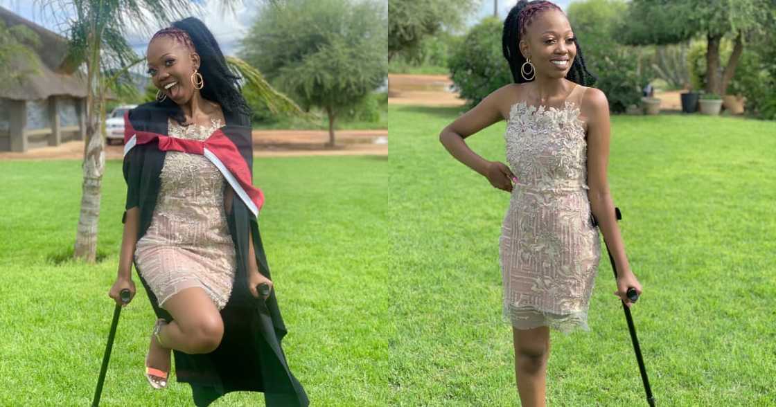 A local disabled woman has shared pictures of herself wearing graduation clothes A local disabled woman has shared pictures of herself wearing graduation clothes