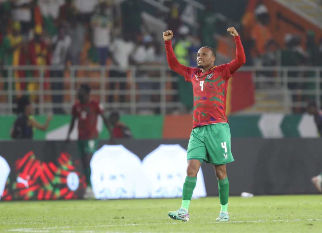 Riaan Hanamub of Namibia celebrates a goal Riaan Hanamub of Namibia celebrates a goal