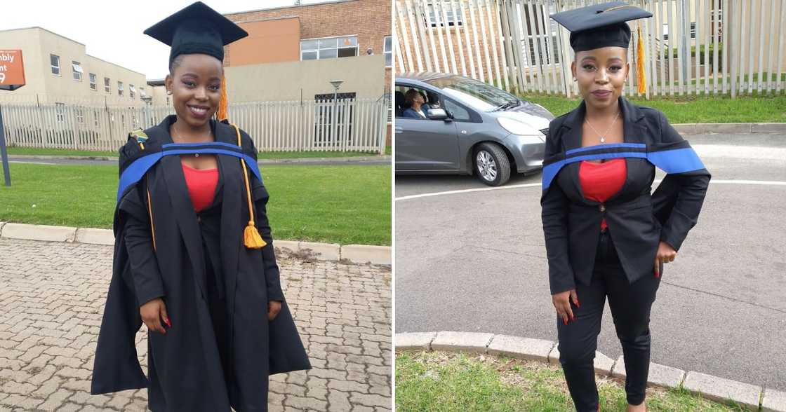 A young lady from Johannesburg is happy to be employed after graduating with an honours degree in HR recently A young lady from Johannesburg is happy to be employed after graduating with an honours degree in HR recently
