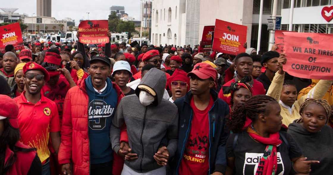 EFF supporters camped outside Luthuli House on Monday, 21 March EFF supporters camped outside Luthuli House on Monday, 21 March