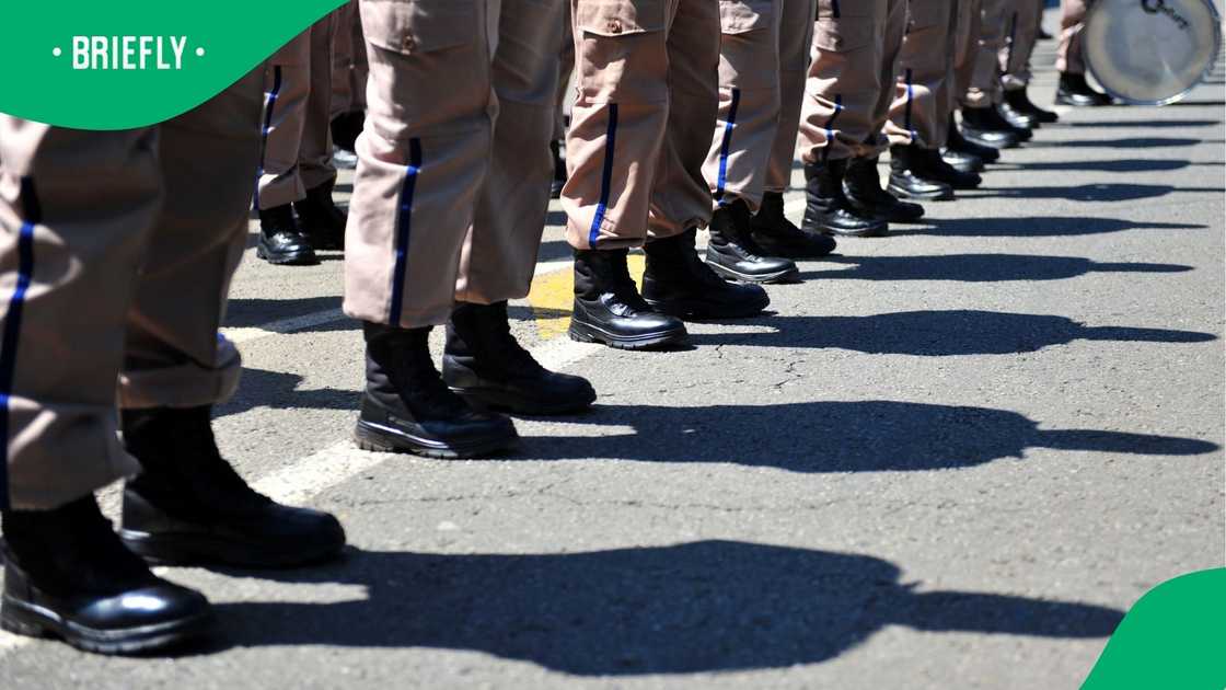 Police on parade in Johannesburg.