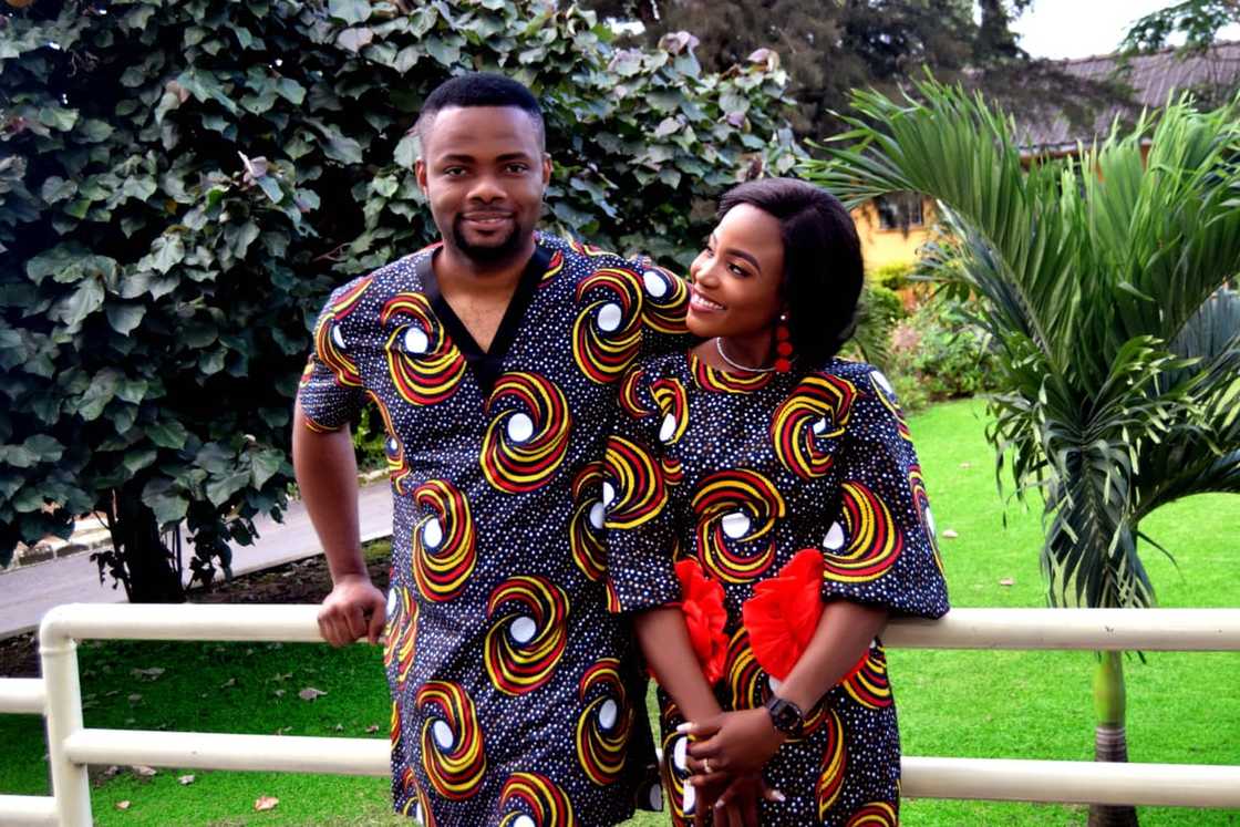 Couple in African Attire standing. Couple in African Attire standing.