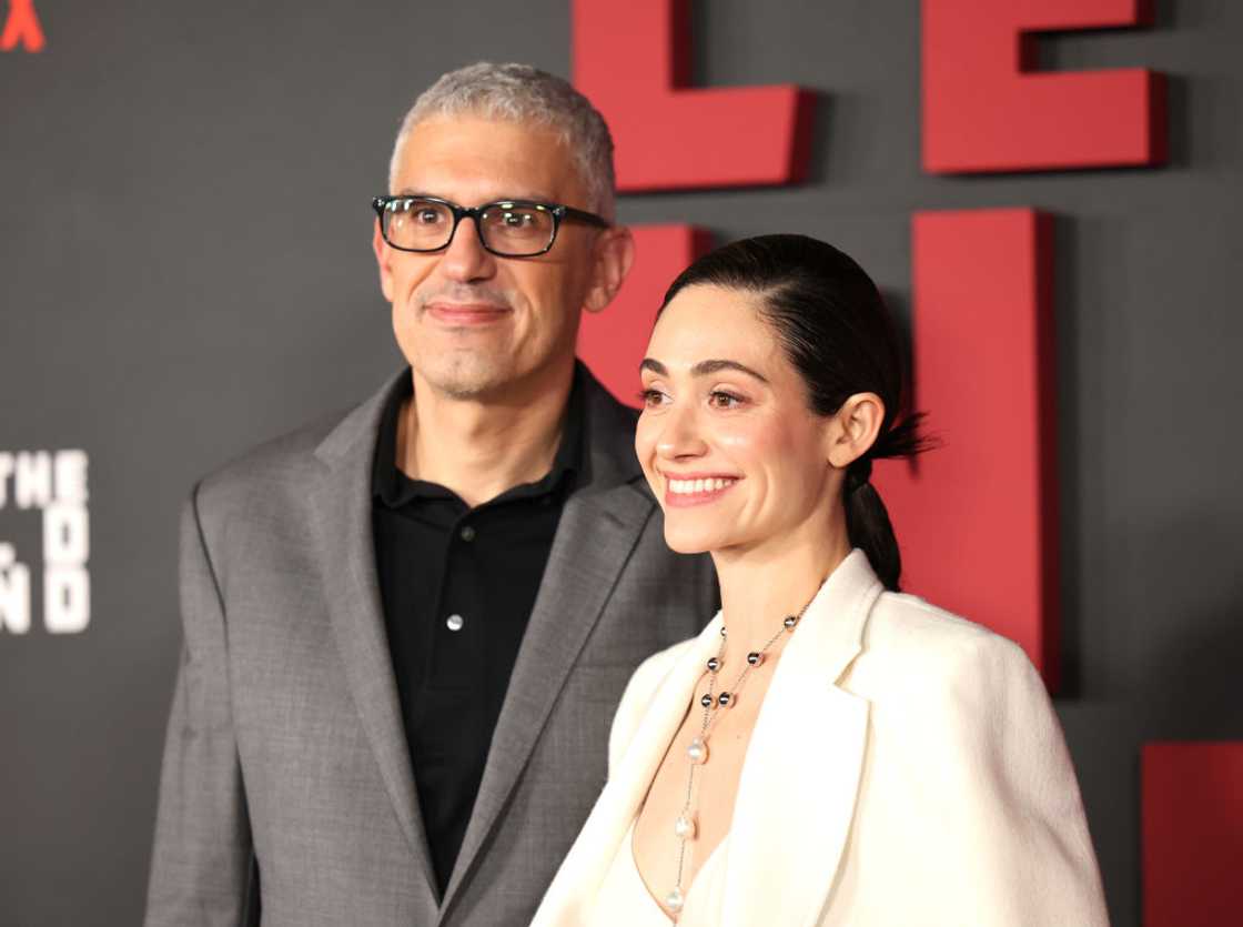 Emmy Rossum with her husband in NYC