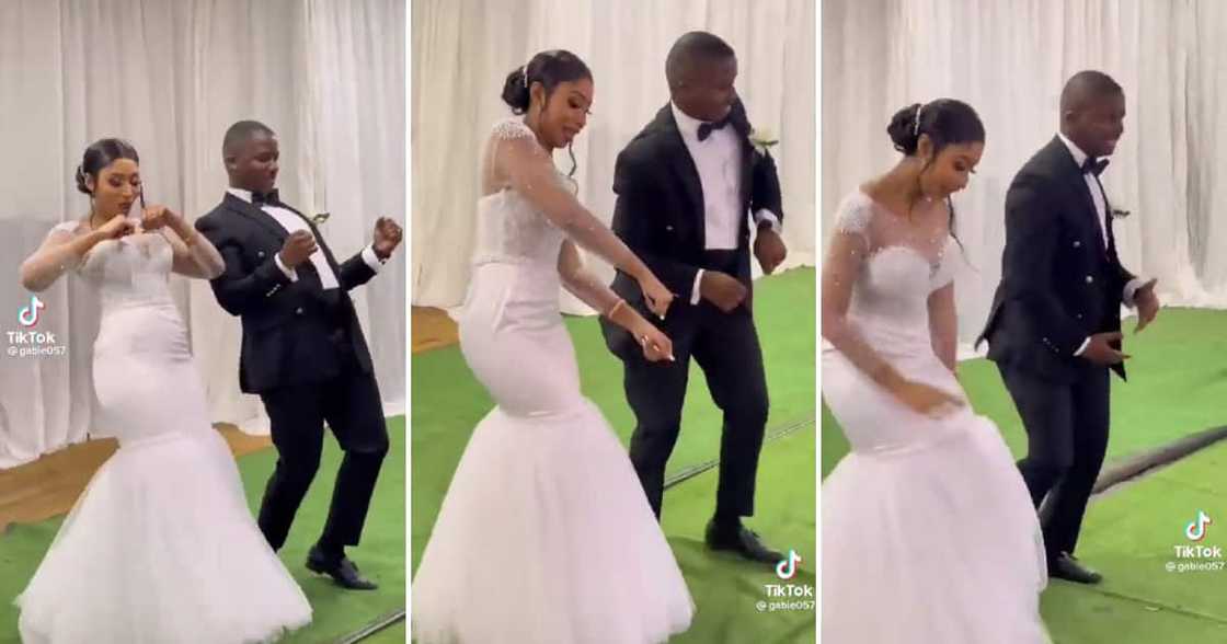 A couple boogied their hearts away by busting lit moves at their wedding. A couple boogied their hearts away by busting lit moves at their wedding.