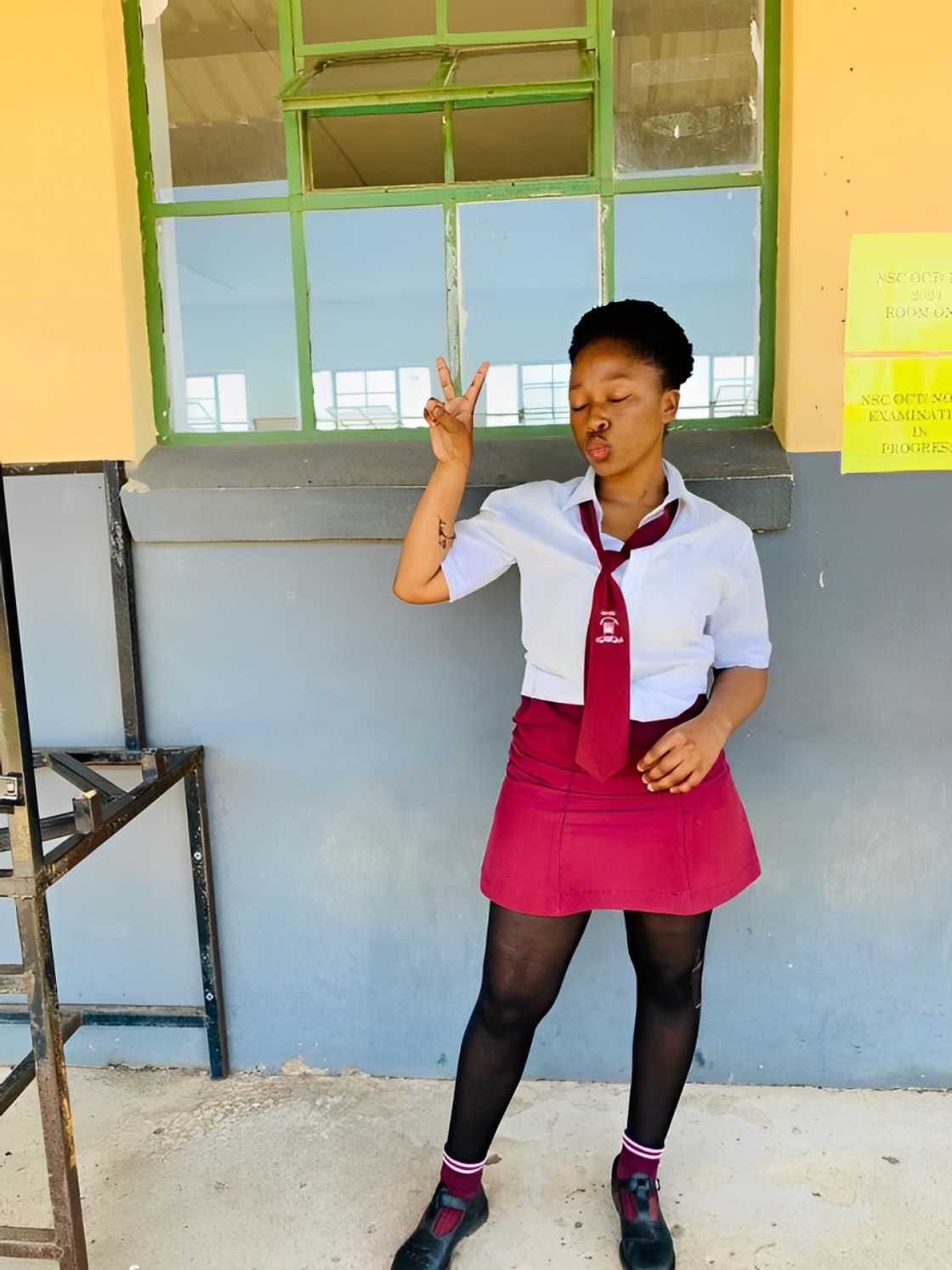 A young woman shared her matric results. A young woman shared her matric results.