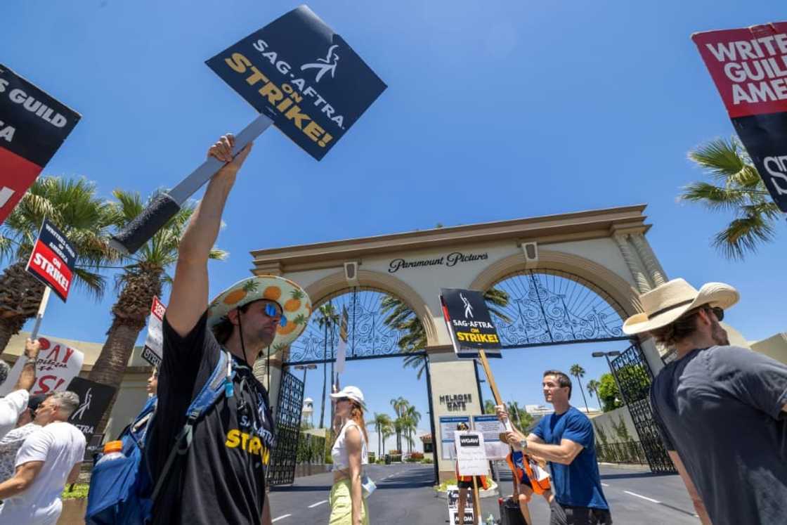 Actors swelled have the ranks of television and movie writers, who have been pounding the palm tree-lined sidewalks outside Paramount and other studios for over two months