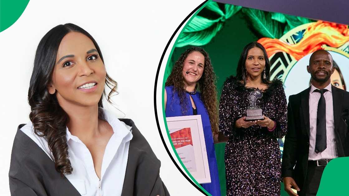 Kovini Moodley received her award from Nicola Comninos and Bheki Gutshwa. Kovini Moodley received her award from Nicola Comninos and Bheki Gutshwa.