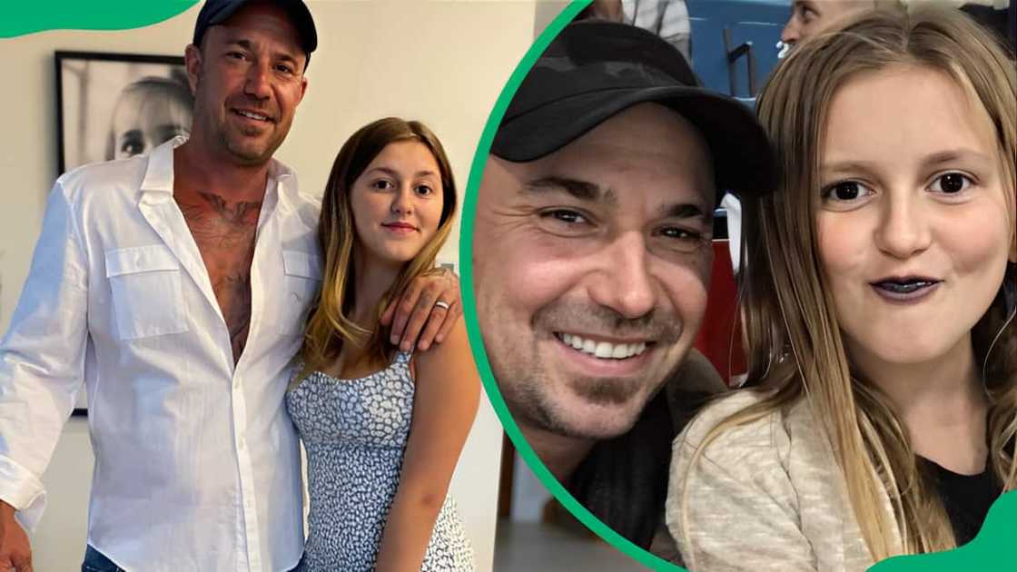 Justin's stepsister, Allie, with her father. Justin's stepsister, Allie, with her father.