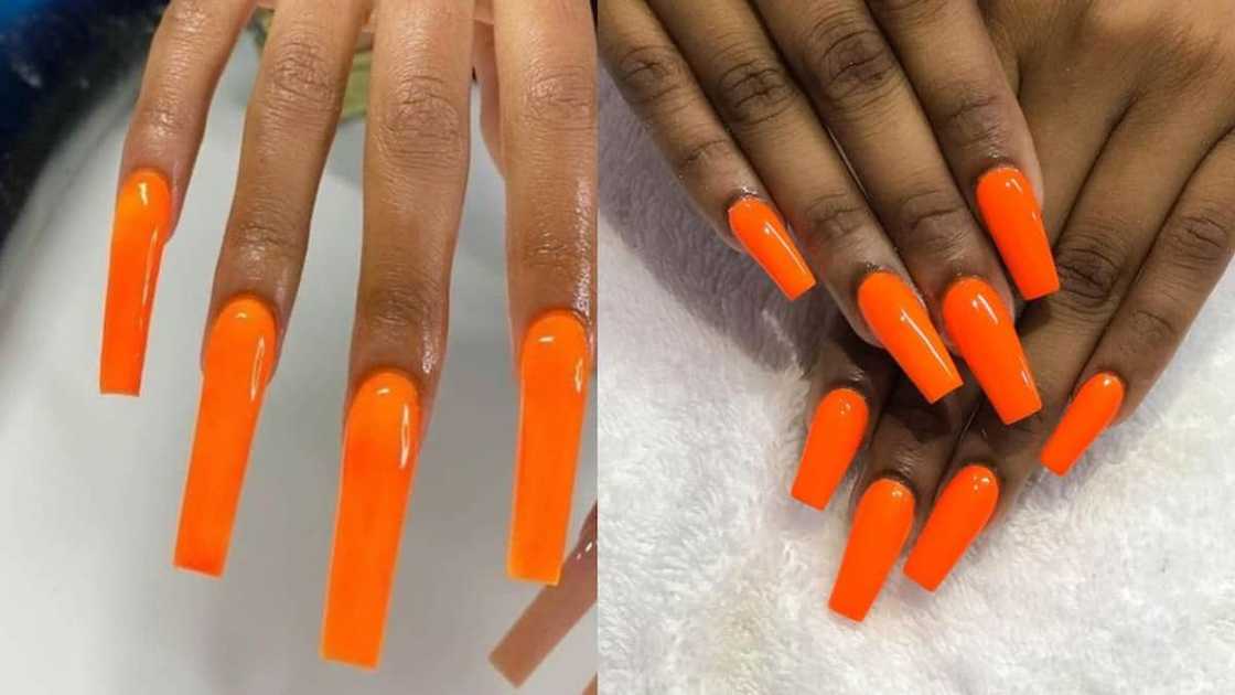 Plain orange nails Plain orange nails