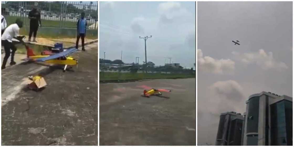 Young student in Bayelsa builds small "plane" and flies it amidst jubilation, many react Young student in Bayelsa builds small "plane" and flies it amidst jubilation, many react