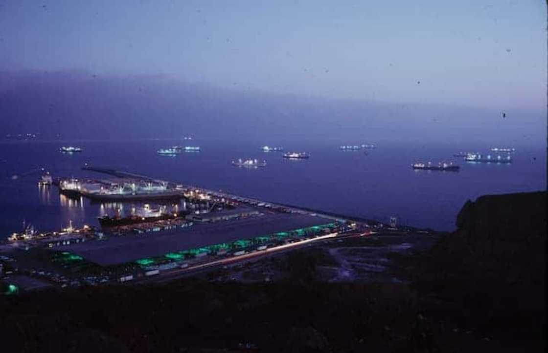 An aerial view of Ensenada City at night