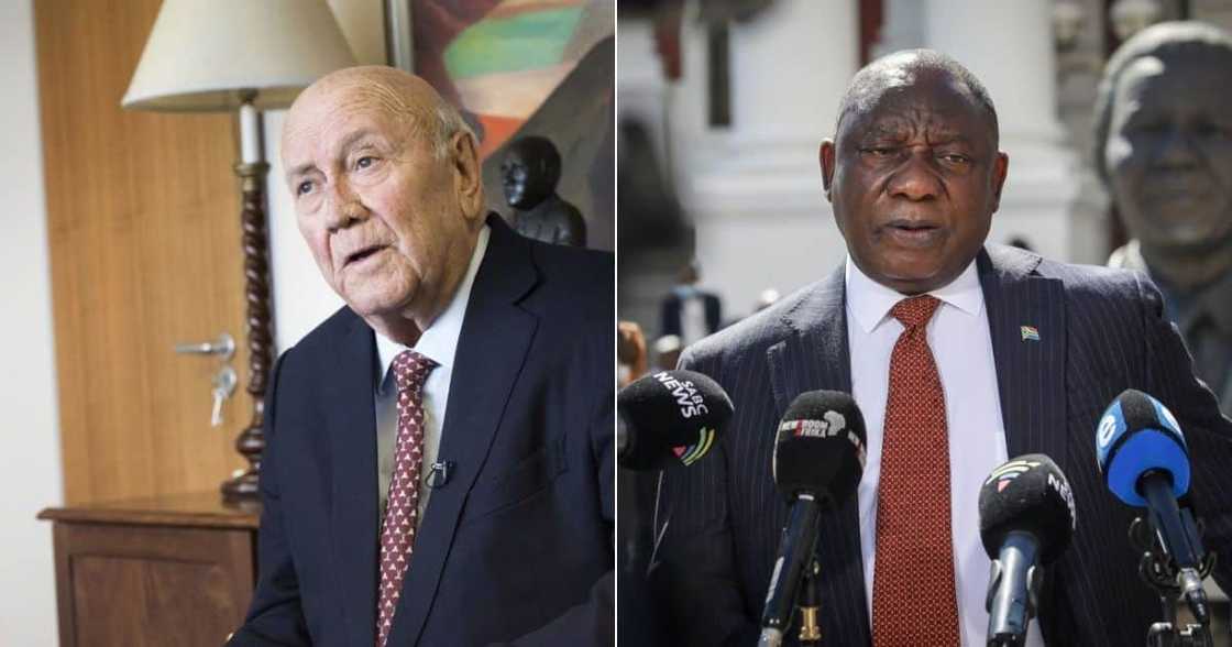 FW De Klerk, Cyril Ramaphosa, President Ramaphosa FW De Klerk, Cyril Ramaphosa, President Ramaphosa