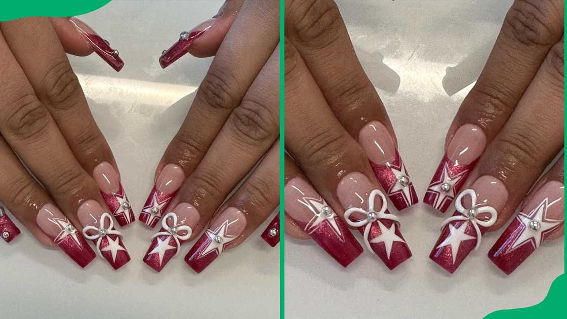 White stars present nail design White stars present nail design