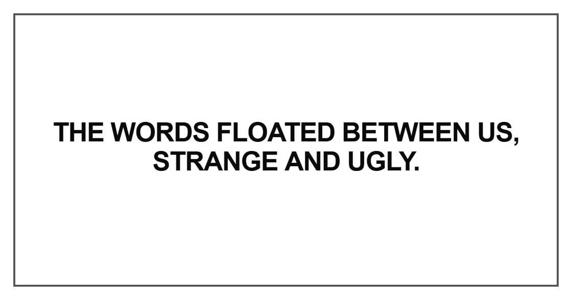 The words floated between us, strange
