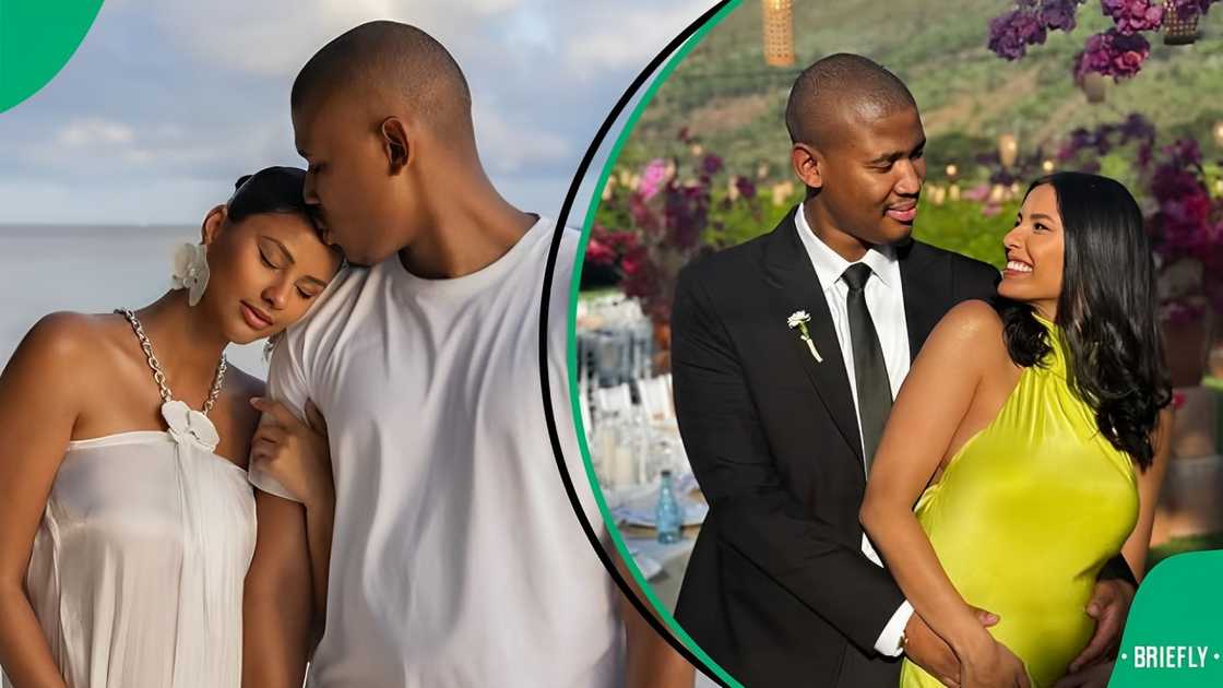 Tamaryn Green and Ze Nxumalo post video of their baby bump. Tamaryn Green and Ze Nxumalo post video of their baby bump.