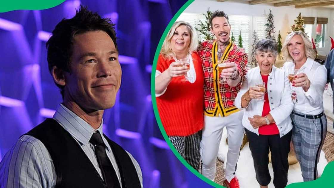 David Bromstad attending a luncheon at the New York Hilton and Towers (L). The interior designer celebrating Christmas with his family (R) David Bromstad attending a luncheon at the New York Hilton and Towers (L). The interior designer celebrating Christmas with his family (R)