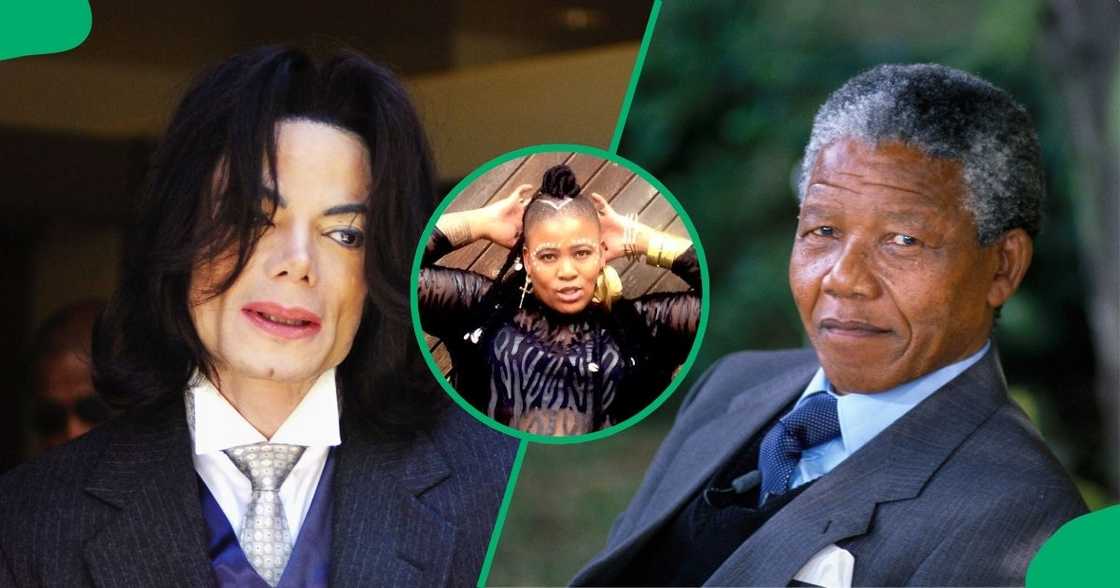 Thandiswa Mazwai posted a video with Michael Jackson and Nelson Mandela Thandiswa Mazwai posted a video with Michael Jackson and Nelson Mandela