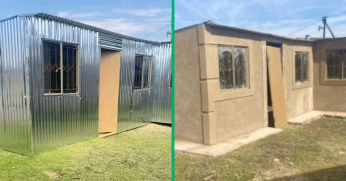 A company transformed a mkhukhu into a cemented house A company transformed a mkhukhu into a cemented house