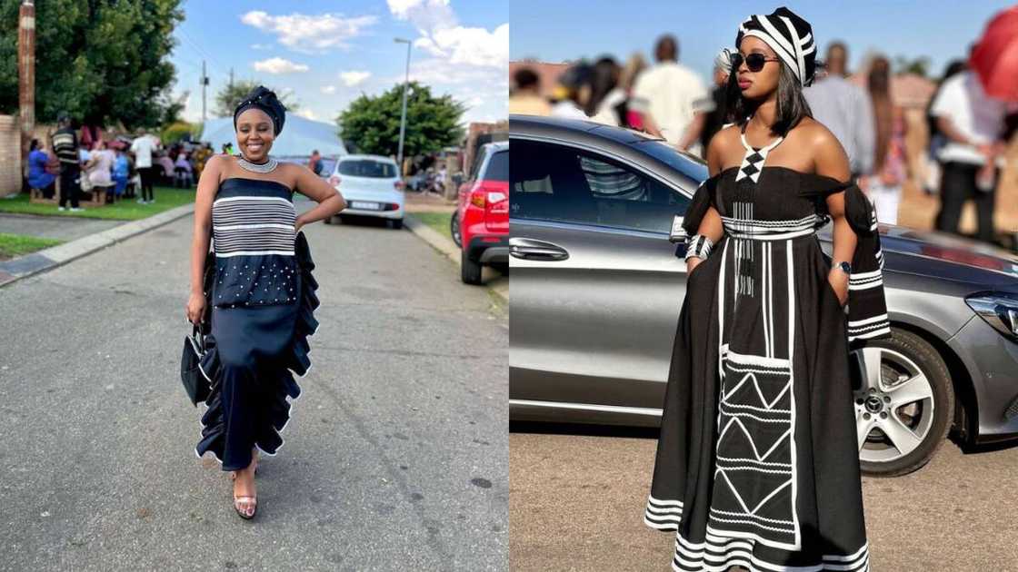 Off-shoulder Xhosa modern dress design Off-shoulder Xhosa modern dress design
