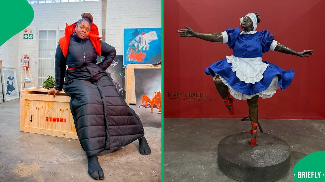 The sculptures include a domestic figure named Sophie, who is rotating on the centre stage The sculptures include a domestic figure named Sophie, who is rotating on the centre stage