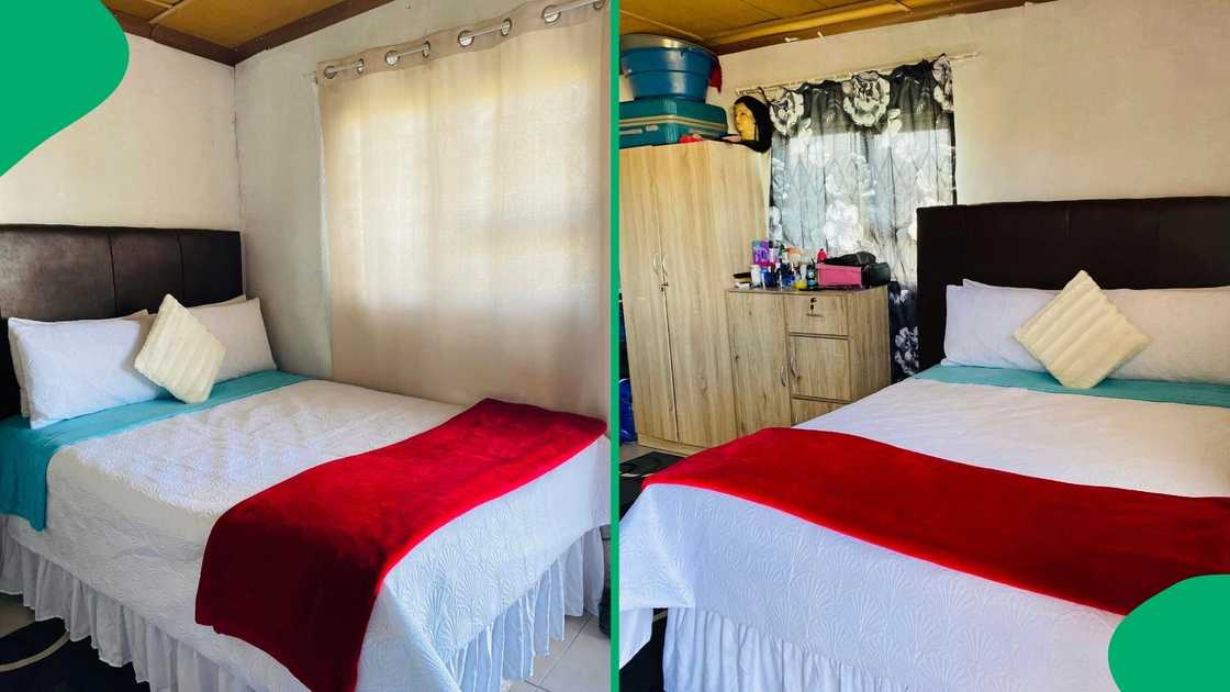 A woman showed off her one-room home. A woman showed off her one-room home.