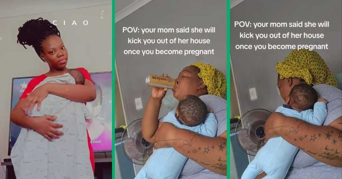 Woman shows her mom holding her baby Woman shows her mom holding her baby