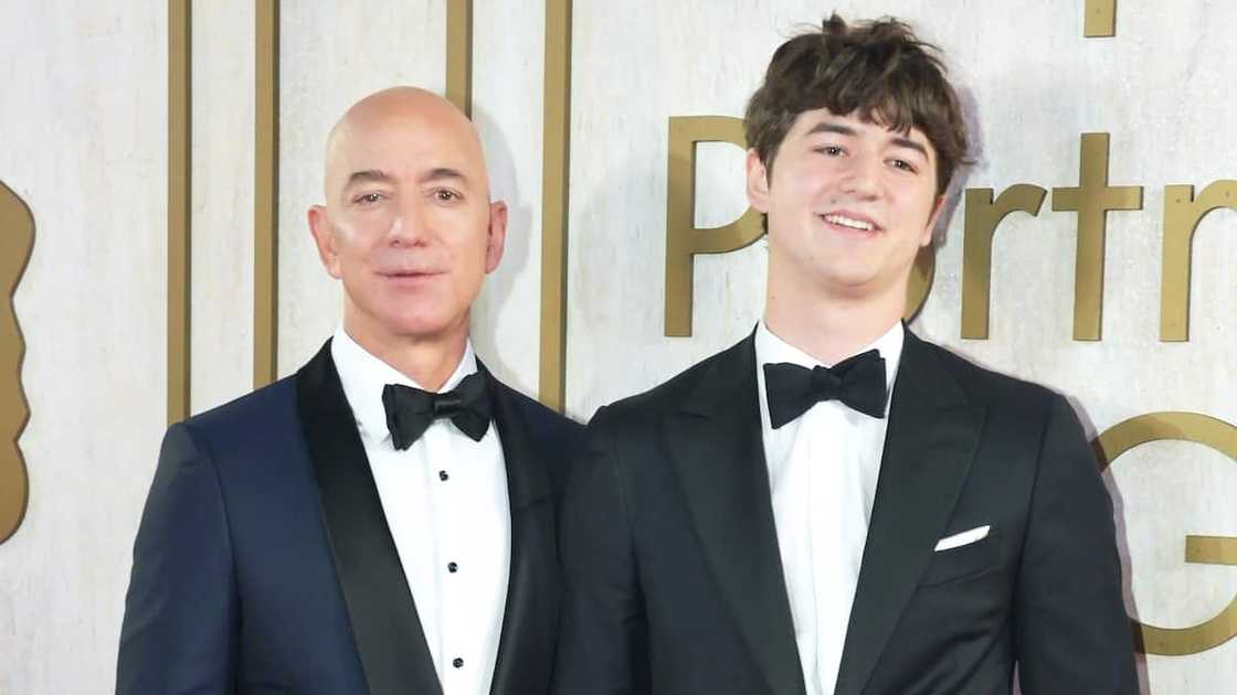 Tech billionaire Jeff and his son, Preston, attend the 2019 American Portrait Gala at the Smithsonian National Portrait Gallery on 17 November 2019 in Washington, DC. Tech billionaire Jeff and his son, Preston, attend the 2019 American Portrait Gala at the Smithsonian National Portrait Gallery on 17 November 2019 in Washington, DC.