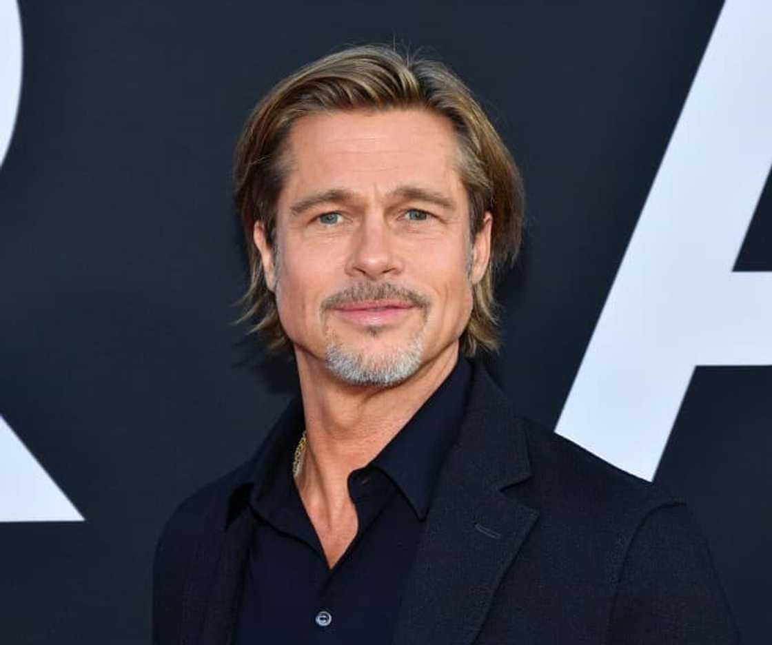 Brad Pitt on a navy blue shirt and suit Brad Pitt on a navy blue shirt and suit