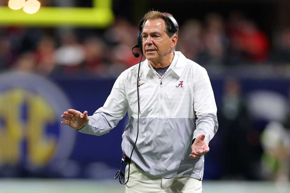 Nick Saban during the third quarter against the Georgia Bulldogs