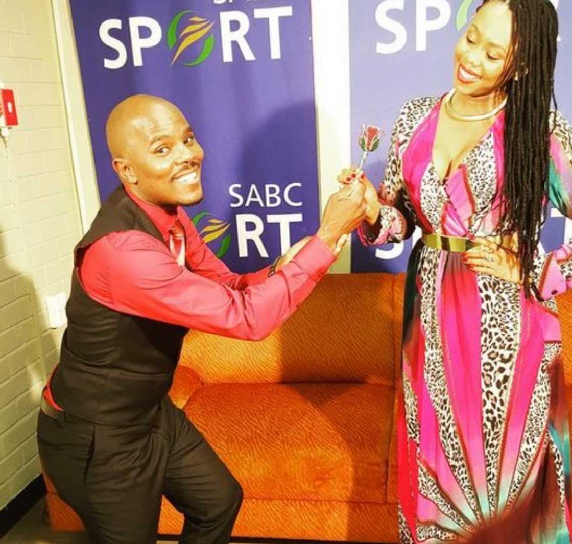 Thomas Mlambo giving a rose to his rumoured girlfriend, Priscilla.