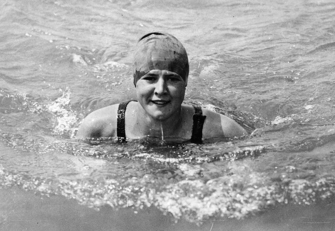 Gertrude Ederle in the sea at Brighton while training for her English Channel swim Gertrude Ederle in the sea at Brighton while training for her English Channel swim