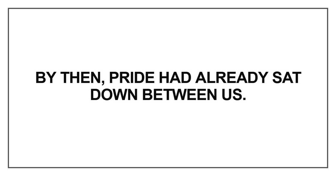 pride had already sat down between us