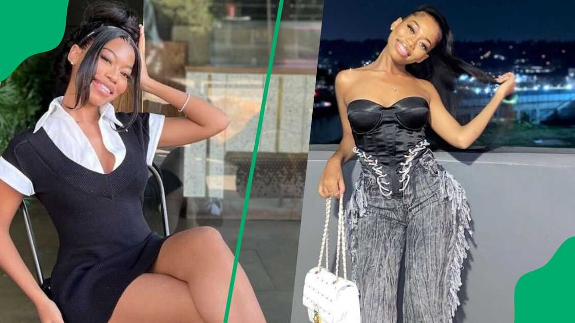 A TikTok video shows a woman posing with All Blacks rugby players. A TikTok video shows a woman posing with All Blacks rugby players.