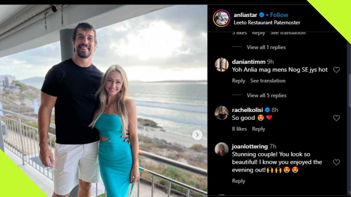 Rachel Kolisi reacts to Anlia Etzebeth's post on Instagram. Rachel Kolisi reacts to Anlia Etzebeth's post on Instagram.