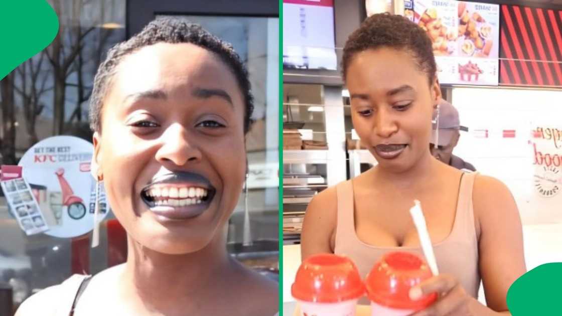 A woman made a KFC-themed cake and got two milkshakes in return. A woman made a KFC-themed cake and got two milkshakes in return.