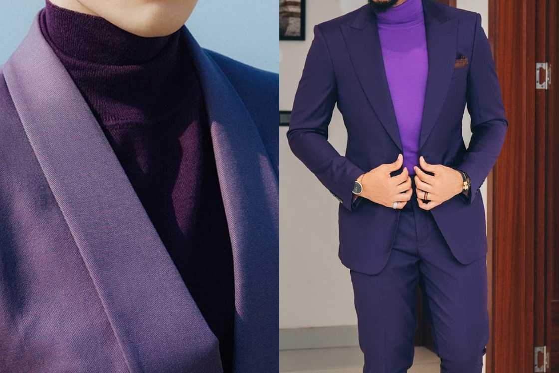 Turtleneck and suit with similar colours Turtleneck and suit with similar colours