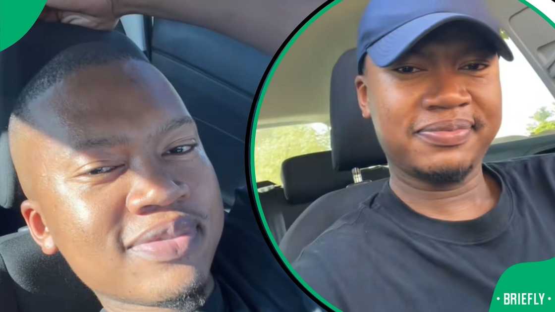Man eats food in car Man eats food in car