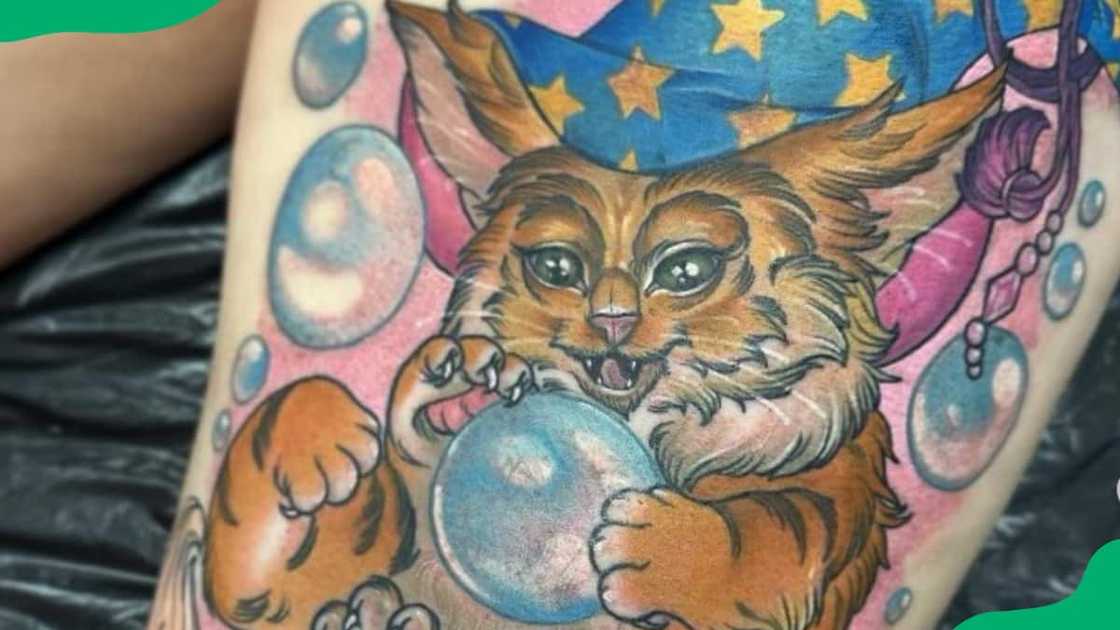 Mystical crystal ball cat tattoo Mystical crystal ball cat tattoo