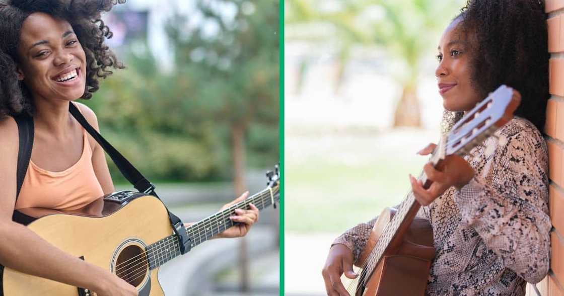 A South African woman singing outside spar. A South African woman singing outside spar.