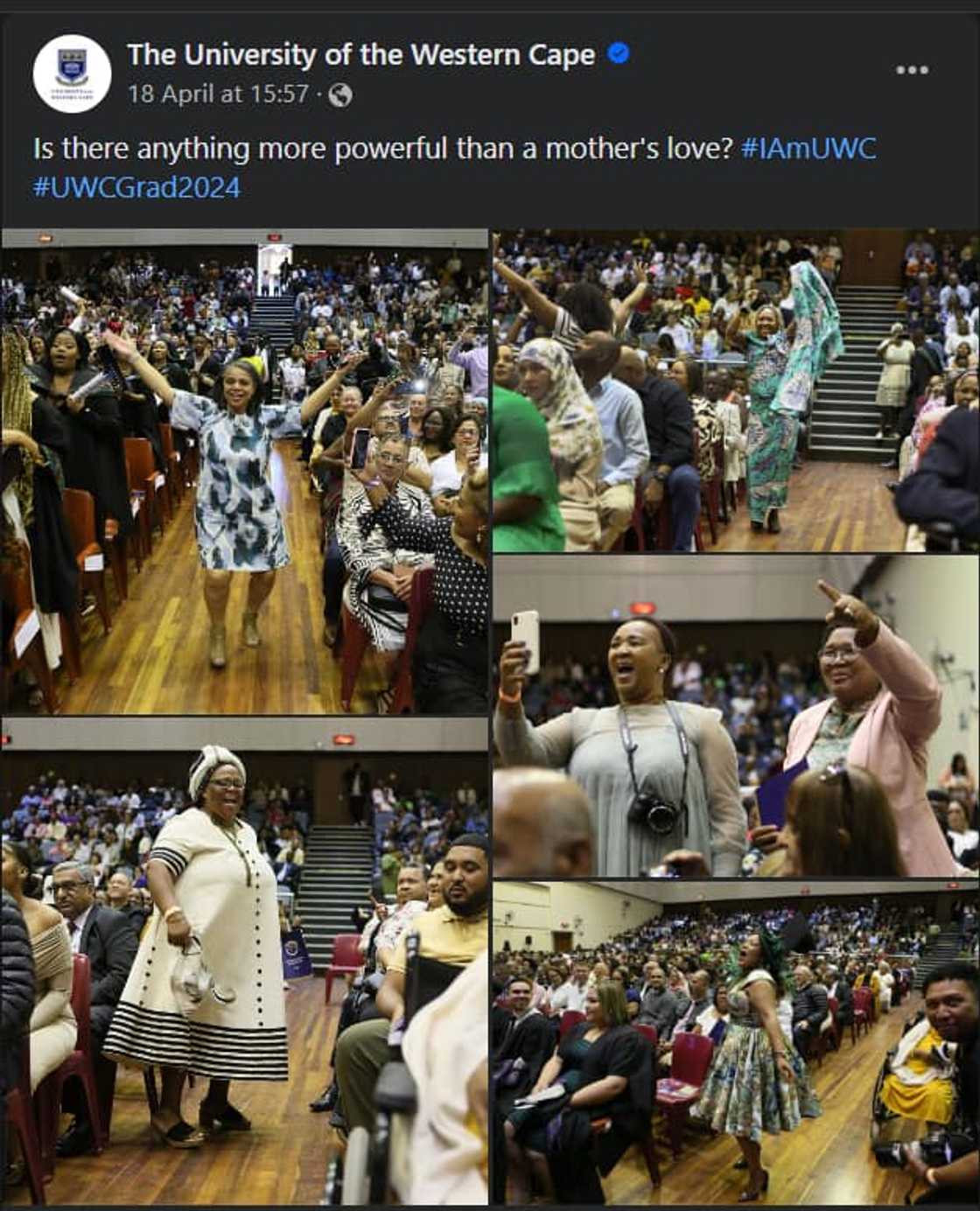The University of the Western Cape shared photos on Facebook capturing proud mothers celebrating their children's graduation The University of the Western Cape shared photos on Facebook capturing proud mothers celebrating their children's graduation